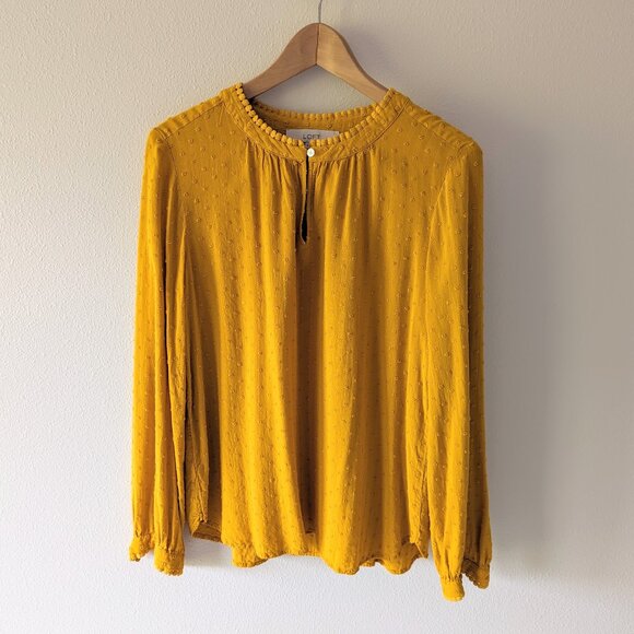 LOFT Tops - LOFT Swiss Dot Blouse in Mustard Yellow Size M